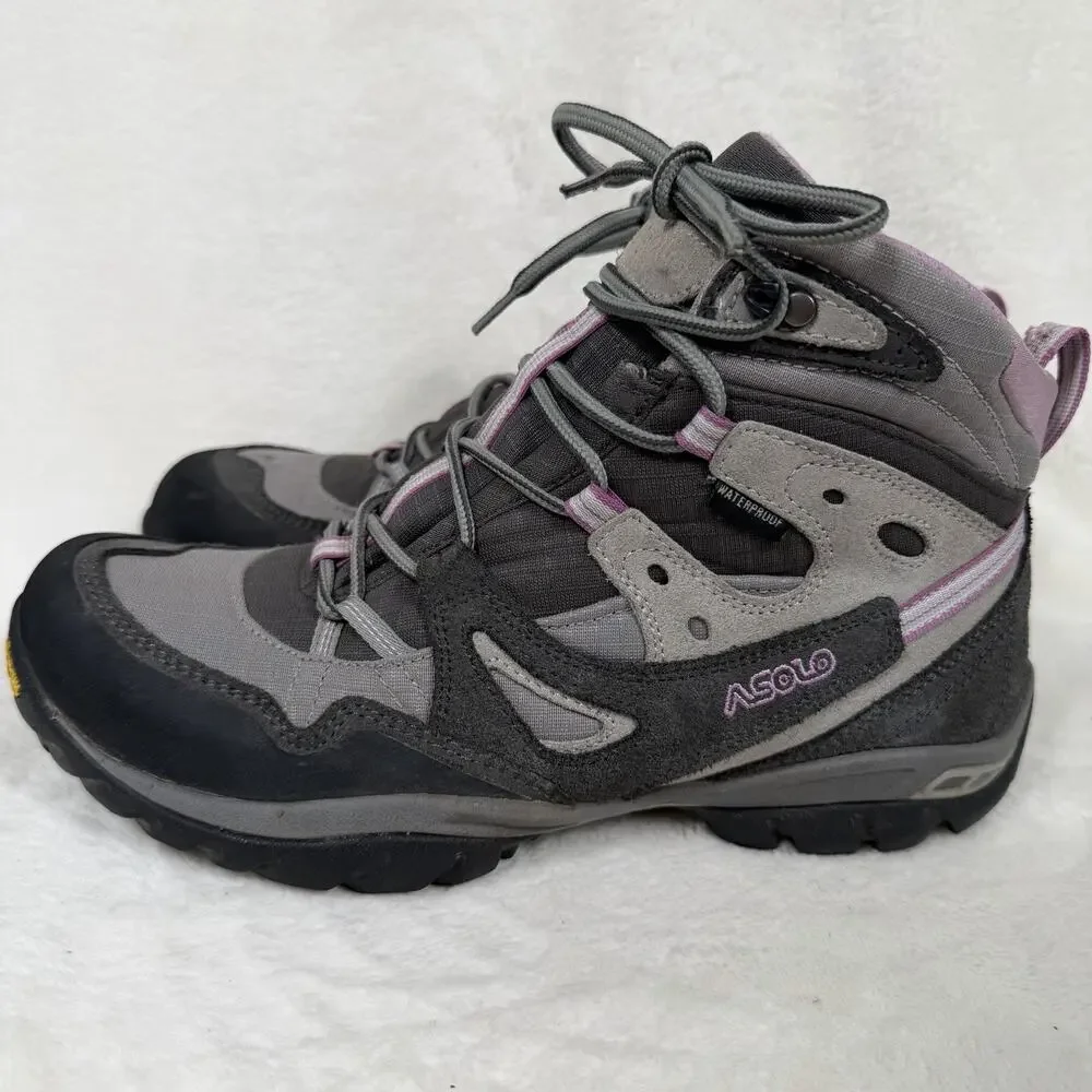 Asolo Women’s Waterproof Hiking Boots Gray Pink Vibrant Mid Ankle Size 9